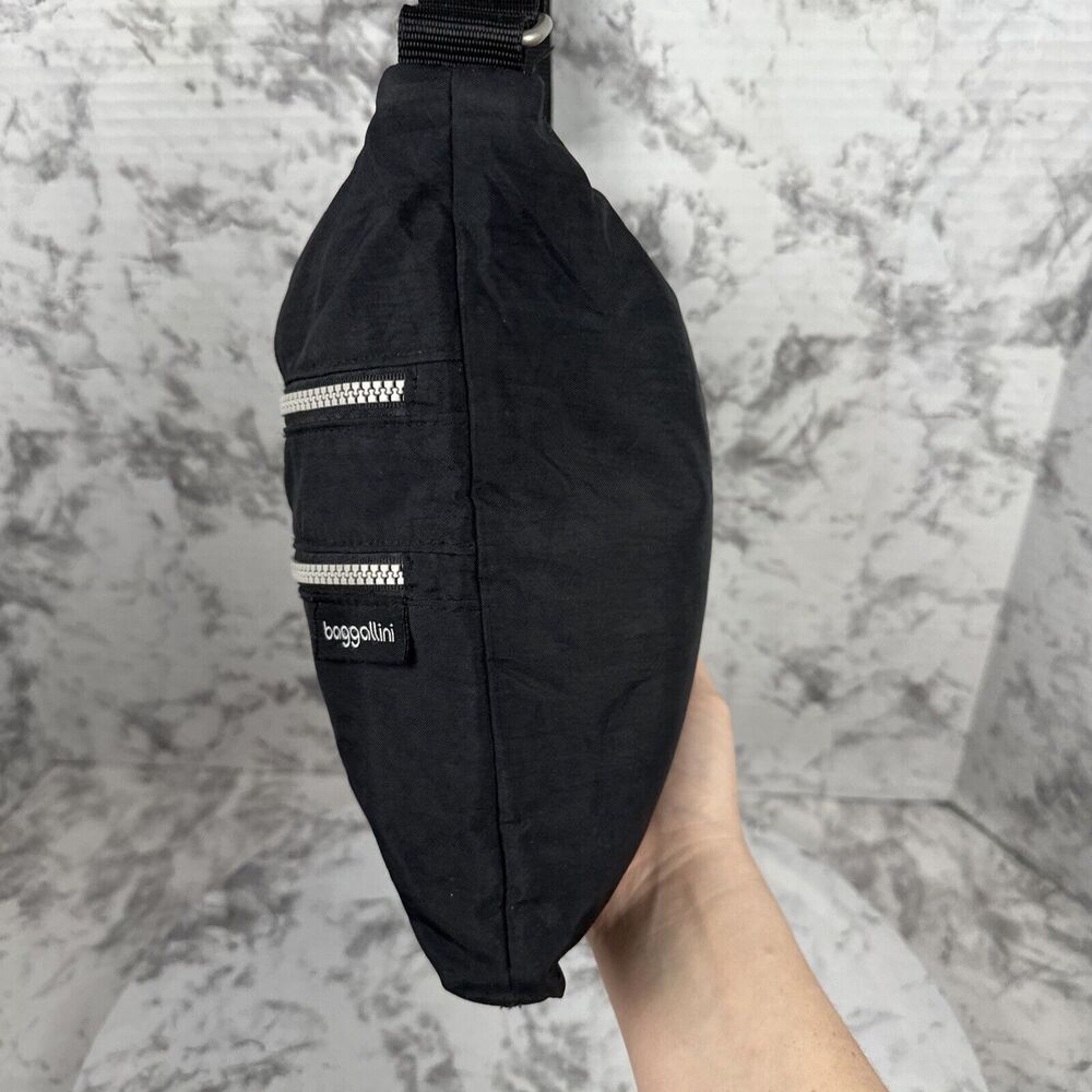 Baggallini Womens Crossbody Bag Purse Lightweight Black Nylon Double Zip Pockets - Picture 7 of 11